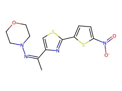 N-morpholin-4-yl-1-[2-(5-nitrothiophen-2-yl)-1,3-thiazol-4-yl]ethanimine structure