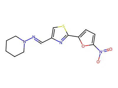 (E)-1-[2-(5-nitrofuran-2-yl)-1,3-thiazol-4-yl]-N-piperidin-1 structure