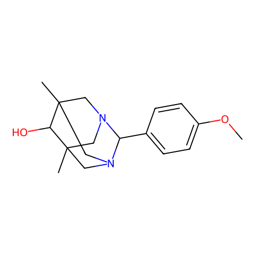 2-(4-Methoxyphenyl)-5,7-dimethyl-1,3-diazatricyclo[3.3.1.1~3,7~]decan-6-ol structure