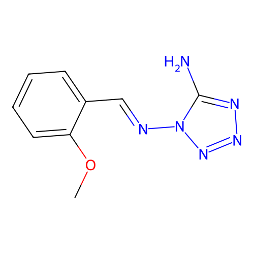 1-[(E)-(2-methoxyphenyl)methylideneamino]tetrazol-5-amine structure