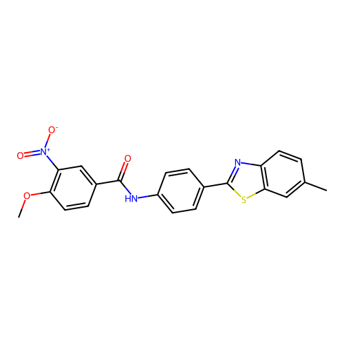 4-methoxy-N-[4-(6-methyl-1,3-benzothiazol-2-yl)phenyl]-3-nitrobenzamide structure