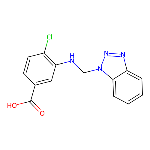 3-[(1H-benzotriazol-1-ylmethyl)amino]-4-chlorobenzoic acid structure