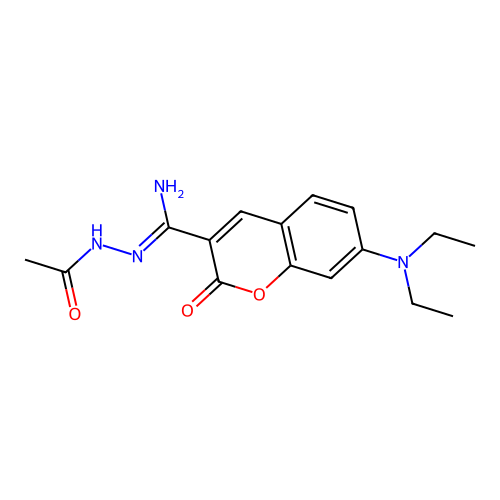 (Z)-N'-acetyl-7-(diethylamino)-2-oxo-2H-chromene-3-carbohydrazonamide structure