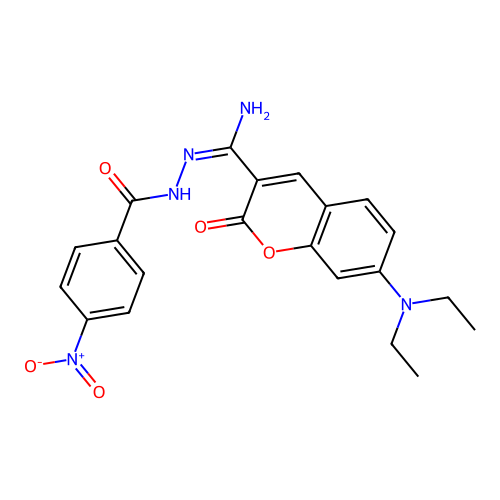 N'-[(1E)-amino[7-(diethylamino)-2-oxo-2H-chromen-3-yl]methylidene]-4-nitrobenzohydrazide structure