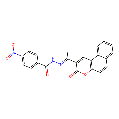 4-nitro-N'-[(1E)-1-(3-oxo-3H-benzo[f]chromen-2-yl)ethylidene]benzohydrazide structure