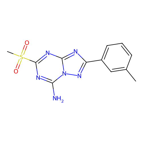 5-(Methylsulfonyl)-2-(m-tolyl)-[1,2,4]triazolo[1,5-a][1,3,5]triazin-7-amine structure
