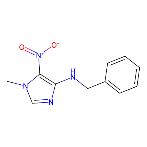 N-benzyl-1-methyl-5-nitroimidazol-4-amine structure