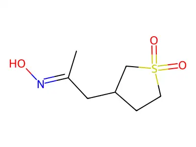 2-Propanone,1-(tetrahydro-1,1-dioxido-3-thienyl)-, oxime structure