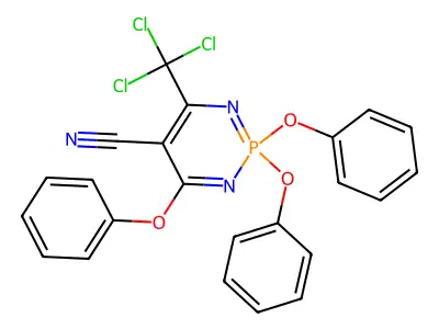 2,2,4-Tris-phenoxy-6-trichloromethyl-(1,3,2)diazaphosphinine-5-carbonitrile structure