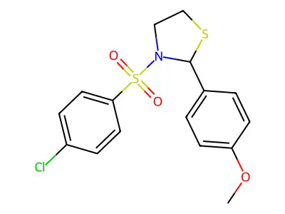 3-((4-Chlorophenyl)sulfonyl)-2-(4-methoxyphenyl)thiazolidine structure