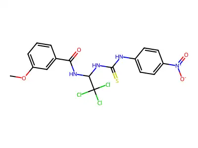 3-METHOXY-N-(2,2,2-TRICHLORO-1-{[(4-NITROPHENYL)CARBAMOTHIOYL]AMINO}ETHYL)BENZAMIDE structure