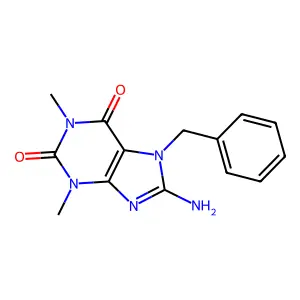 8-amino-7-benzyl-1,3-dimethyl-3,7-dihydro-1H-purine-2,6-dione structure