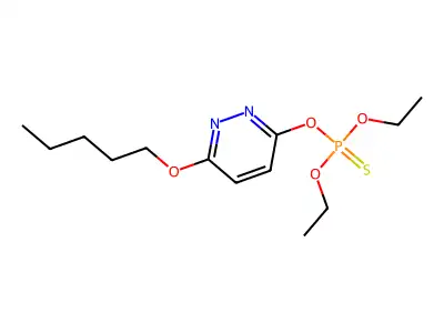 Phosphorothioic acid, O,O-diethyl O-(6-(pentyloxy)-3-pyridazinyl) ester structure