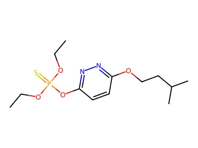 Phosphorothioic acid, O,O-diethyl O-(6-(3-methylbutoxy)-3-pyridazinyl) ester structure