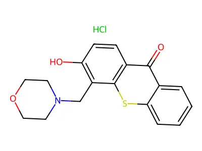 9-Thioxanthen-9-one, 3-hydroxy-4-(morpholinomethyl)-, hydrochloride structure