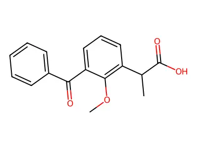 3-Benzoyl-2-methoxyhydratropic acid structure
