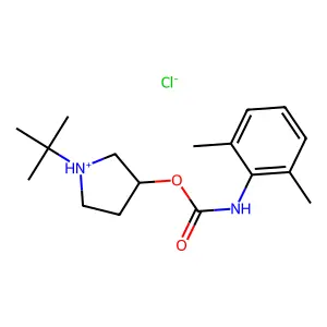 Carbanilic acid, 2,6-dimethyl-, N-tert-butyl-3-pyrrolidinyl ester, hydrochloride structure