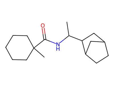 N-(1-{bicyclo[2.2.1]heptan-2-yl}ethyl)-1-methylcyclohexane-1-carboxamide structure