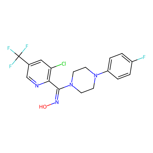 [3-chloro-5-(trifluoromethyl)-2-pyridinyl][4-(4-fluorophenyl)piperazino]methanone oxime structure