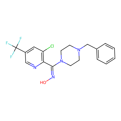 (4-benzylpiperazino)[3-chloro-5-(trifluoromethyl)-2-pyridinyl]methanone oxime structure