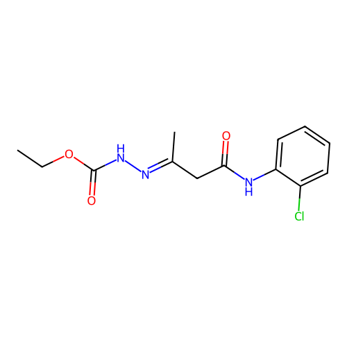 Ethyl 2-[3-(2-chloroanilino)-1-methyl-3-oxopropylidene]hydrazinecarboxylate structure
