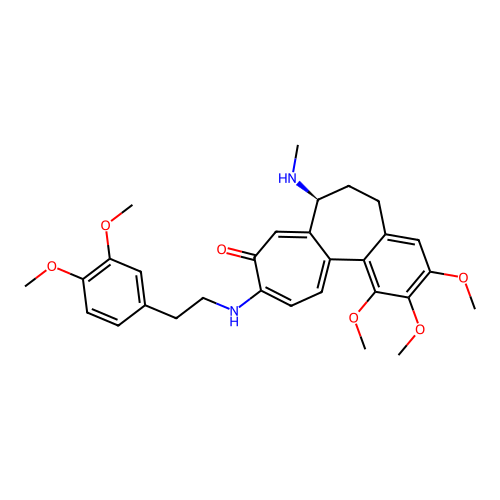 (7S)-10-[2-(3,4-dimethoxyphenyl)ethylamino]-1,2,3-trimethoxy-7-(methylamino)-6,7-dihydro-5H-benzo[a]heptalen-9-one structure