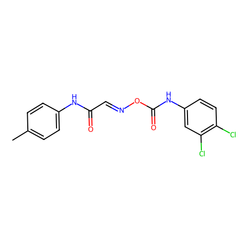 (2E)-2-({[(3,4-dichlorophenyl)carbamoyl]oxy}imino)-N-(4-methylphenyl)ethanamide structure