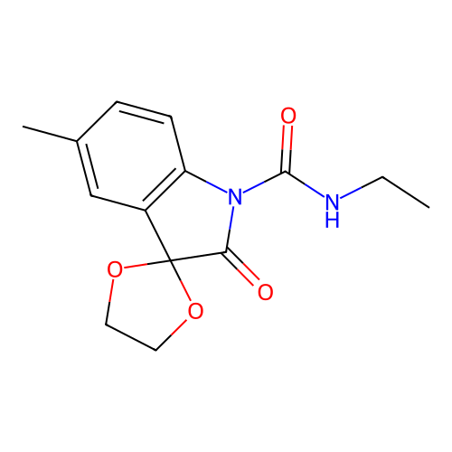 N-ethyl-5'-methyl-2'-oxospiro[[1,3]dioxolane-2,3'-indoline]-1'-carboxamide structure