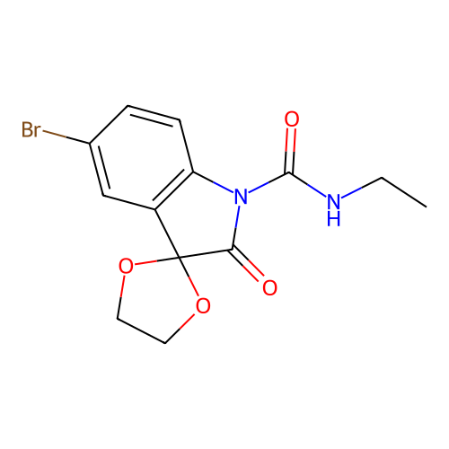 5'-bromo-N-ethyl-2'-oxospiro[[1,3]dioxolane-2,3'-indoline]-1'-carboxamide structure