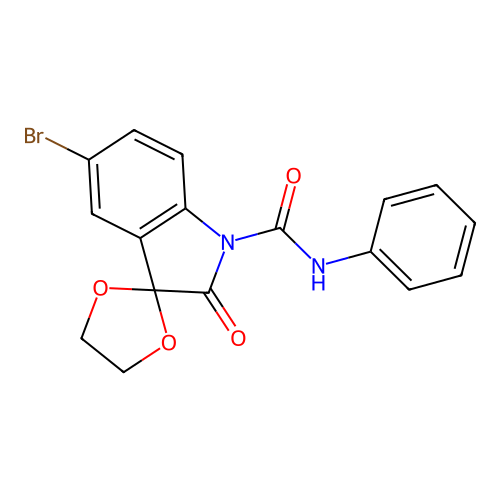 5'-bromo-2'-oxo-N-phenylspiro[[1,3]dioxolane-2,3'-indoline]-1'-carboxamide structure