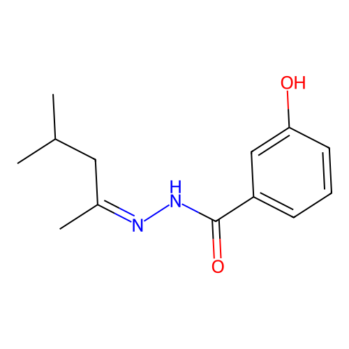 3-hydroxy-N-(4-methylpentan-2-ylideneamino)benzamide structure