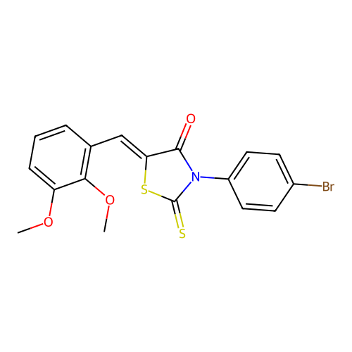 (Z)-3-(4-bromophenyl)-5-(2,3-dimethoxybenzylidene)-2-thioxothiazolidin-4-one structure