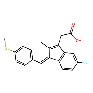 5-fluoro-2-methyl-1-[[4-(methylthio)phenyl]methylene]-1H-indene-3-acetic acid structure