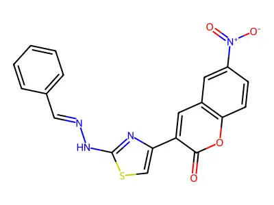 Benzaldehyde, 2-[4-(6-nitro-2-oxo-2H-1-benzopyran-3-yl)-2-thiazolyl]hydrazone structure