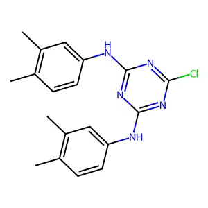 6-chloro-N,N'-bis(3,4-dimethylphenyl)-1,3,5-triazine-2,4-diamine structure