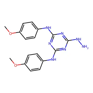 6-hydrazinyl-N2,N4-bis(4-methoxyphenyl)-1,3,5-triazine-2,4-diamine structure