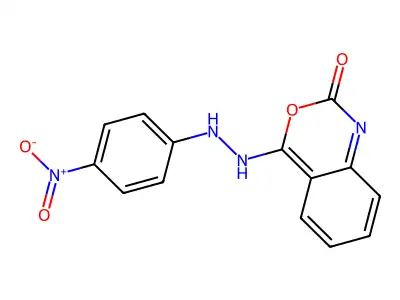 (Z)-4-(2-(4-nitrophenyl)hydrazono)-1H-benzo[d][1,3]oxazin-2(4H)-one structure