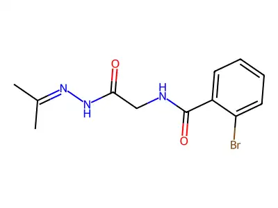 2-bromo-N-(2-oxo-2-(2-(propan-2-ylidene)hydrazinyl)ethyl)benzamide structure