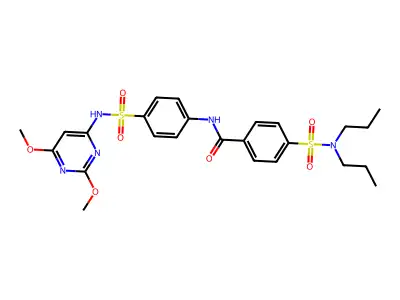 N-[4-[(2,6-dimethoxypyrimidin-4-yl)sulfamoyl]phenyl]-4-(dipropylsulfamoyl)benzamide structure