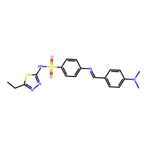 4-({(E)-[4-(dimethylamino)phenyl]methylidene}amino)-N-(5-ethyl-1,3,4-thiadiazol-2-yl)benzenesulfonamide structure