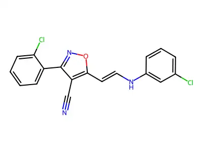 5-[2-(3-Chloroanilino)ethenyl]-3-(2-chlorophenyl)-1,2-oxazole-4-carbonitrile structure