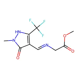 methyl 2-({[1-methyl-5-oxo-3-(trifluoromethyl)-1,5-dihydro-4H-pyrazol-4-yliden]methyl}amino)acetate structure