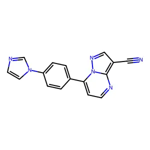 7-[4-(1H-imidazol-1-yl)phenyl]pyrazolo[1,5-a]pyrimidine-3-carbonitrile structure