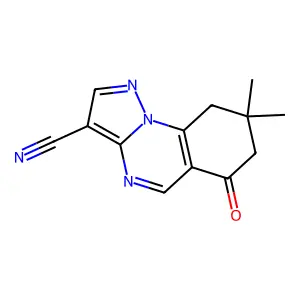 6,7,8,9-Tetrahydro-8,8-dimethyl-6-oxopyrazolo(1,5-a)quinazoline-3-carbonitrile structure