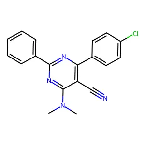 4-(4-Chlorophenyl)-6-(dimethylamino)-2-phenyl-5-pyrimidinecarbonitrile structure