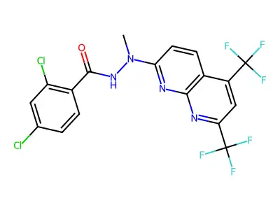 N'-[5,7-bis(trifluoromethyl)-1,8-naphthyridin-2-yl]-2,4-dichloro-N'-methylbenzohydrazide structure