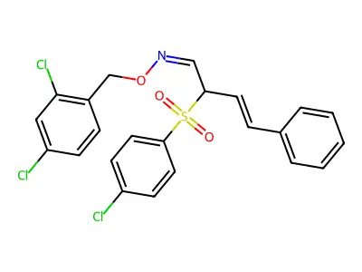 2-(4-chlorophenyl)sulfonyl-N-[(2,4-dichlorophenyl)methoxy]-4-phenyl-but-3-en-1-imine structure