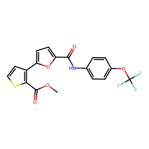 methyl 3-(5-{[4-(trifluoromethoxy)phenyl]carbamoyl}furan-2-yl)thiophene-2-carboxylate structure