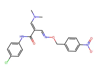 N-(4-chlorophenyl)-3-(dimethylamino)-2-({[(4-nitrobenzyl)oxy]imino}methyl)acrylamide structure