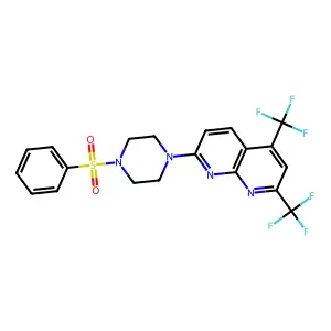 7-[4-(Benzenesulfonyl)piperazin-1-yl]-2,4-bis(trifluoromethyl)-1,8-naphthyridine structure